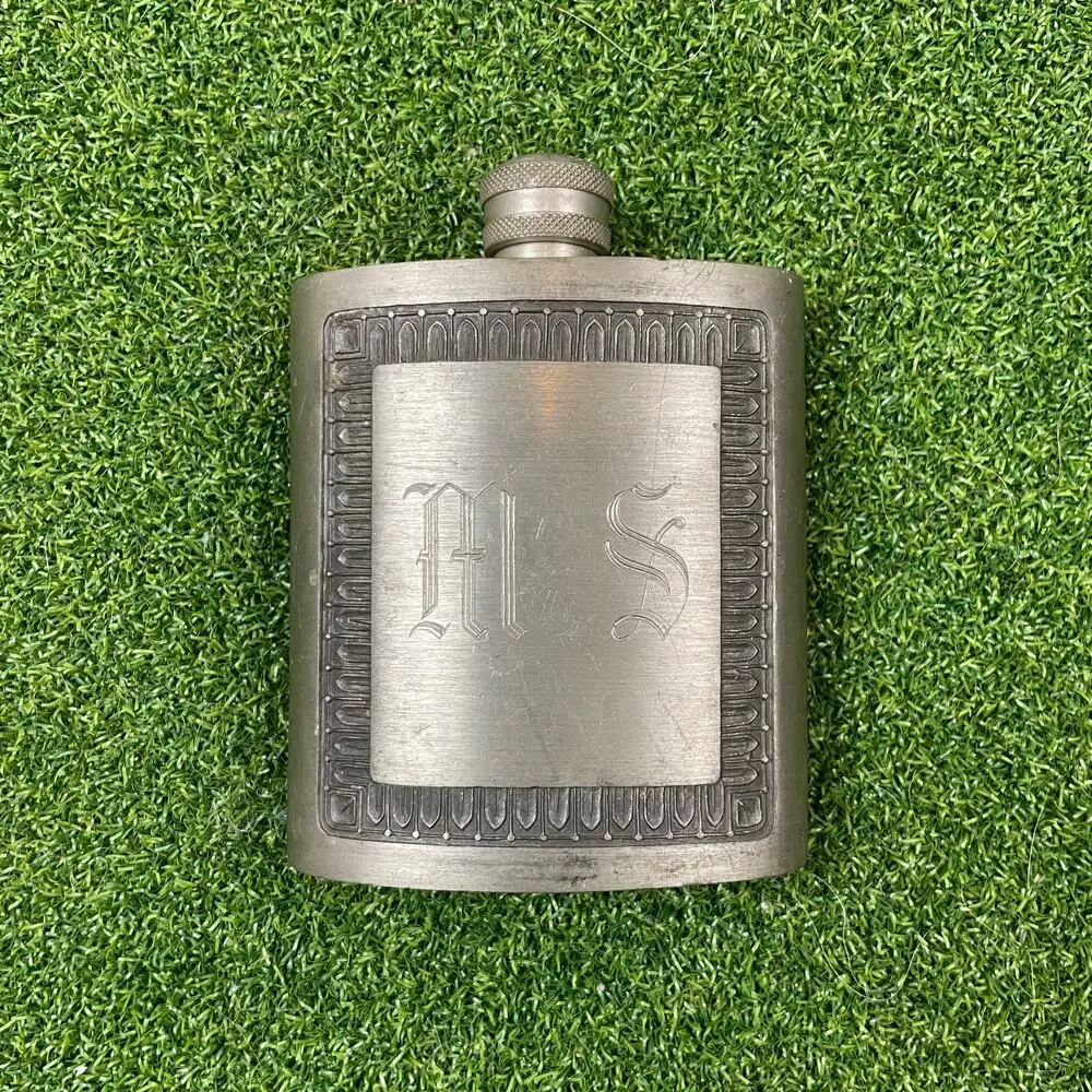 Vintage Thailand Tin Kings Pewter Hip Flask